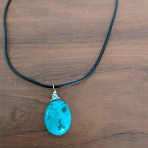 Turquoise Stone Leather Necklace
